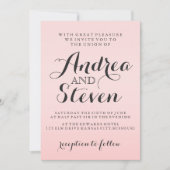 Cartes d'invitation de mariage rose blush moderne (Devant)