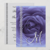 Cartes d'invitation de mariage Rose & Lace BLEU PE (Devant / Derrière)