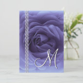 Cartes d'invitation de mariage Rose & Lace BLEU PE (Debout devant)