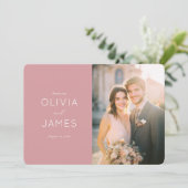 Cartes d'invitation de mariage rose romantique (Debout devant)