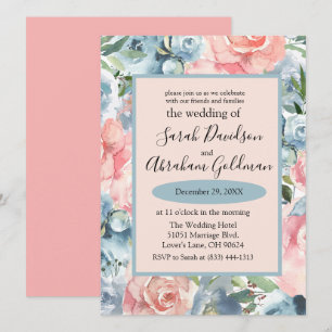 Cartes d'invitation de mariage - Roses florales po