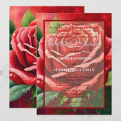 Cartes d'invitation de mariage Roses Rouges pour P (Devant / Derrière)