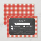 Cartes d'invitation de mariage RSVP à carreaux rou (Devant / Derrière)