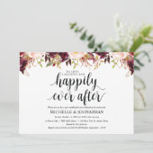 Cartes d'invitation de mariage rustique bordeaux (Debout devant)