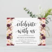 Cartes d'invitation de mariage rustique bordeaux (Debout devant)