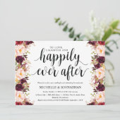 Cartes d'invitation de mariage rustique bordeaux a (Debout devant)