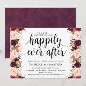 Cartes d'invitation de mariage rustique bordeaux a (Devant / Derrière)