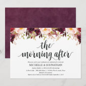 Cartes d'invitation de mariage rustique bordeaux a (Devant / Derrière)