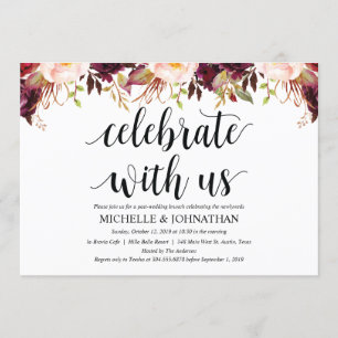 Cartes d'invitation de mariage rustique burgundy a