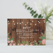 Cartes d'invitation de mariage rustique en bois av (Debout devant)