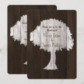 Cartes d'invitation de mariage rustique en bois et (Devant / Derrière)