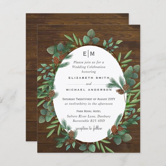 Cartes d'invitation de mariage rustique et champêt (Devant / Derrière)