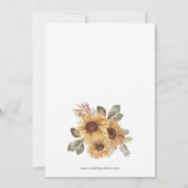 Cartes d'invitation de mariage rustique tournesol (Dos)