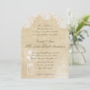 Cartes d'invitation de mariage rustiques avec dent
