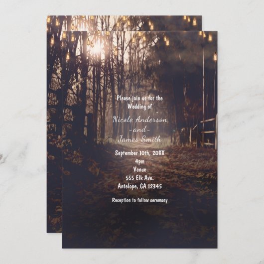 Cartes d'invitation de mariage rustiques de route (Devant / Derrière)