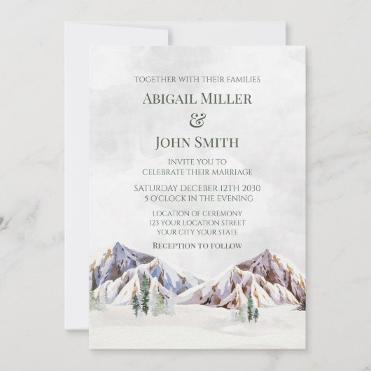 Cartes d'invitation de mariage rustiques en forêt (Devant)