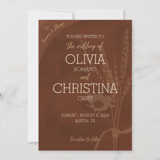 Cartes d'invitation de mariage rustiques Forever,  (Devant)