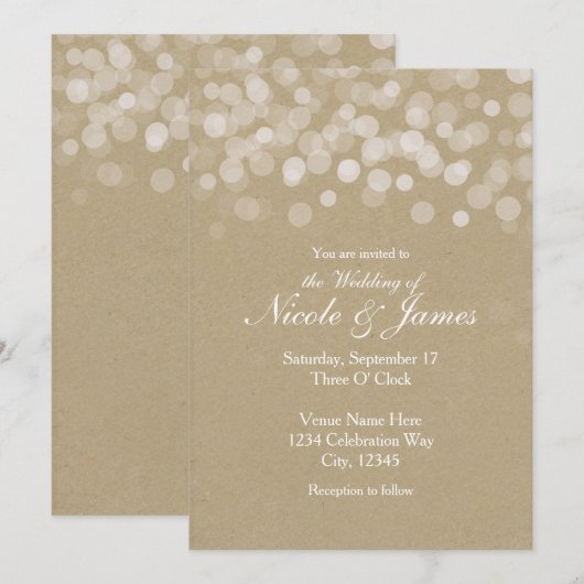 Cartes d'invitation de mariage rustiques simples e (Devant / Derrière)
