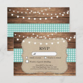 Cartes d'invitation de mariage sarcelle à vérifier (Devant / Derrière)