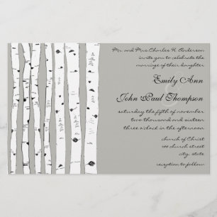 Cartes d'invitation de mariage Silver Cloud Birch