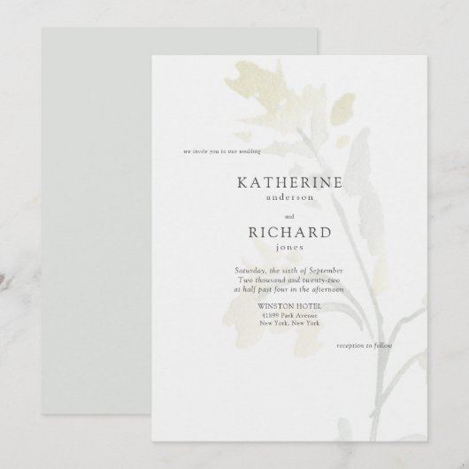 Cartes d'invitation de mariage simple Fleurs sauva (Devant / Derrière)
