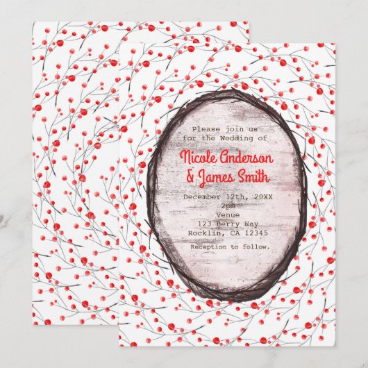 Cartes d'invitation de mariage simple rustique de (Devant / Derrière)