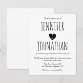 Cartes d'invitation de mariage simples au cœur rus (Devant / Derrière)