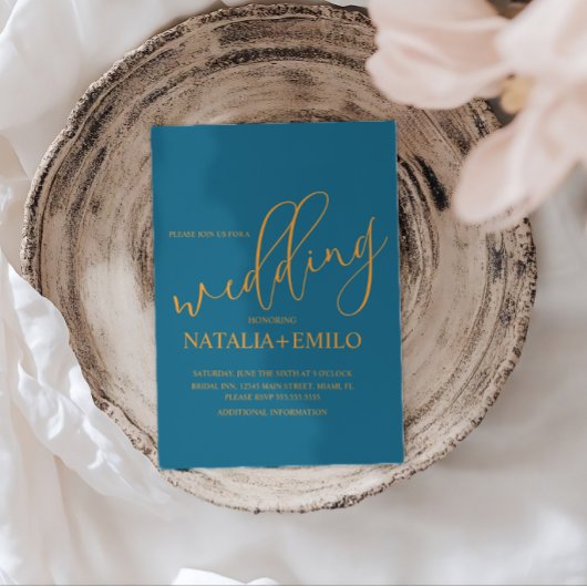 Cartes d'invitation de mariage simples avec un thè