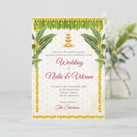 Cartes d'invitation de mariage sud-indien & invita (Debout devant)