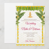 Cartes d'invitation de mariage sud-indien & invita (Devant / Derrière)