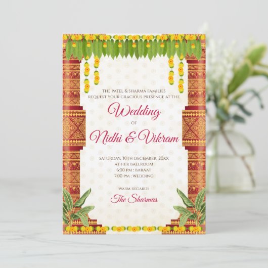 Cartes d'invitation de mariage sud-indiennes & inv (Debout devant)