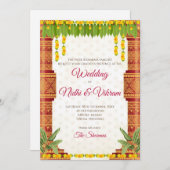 Cartes d'invitation de mariage sud-indiennes & inv (Devant / Derrière)