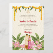 Cartes d'invitation de mariage sud-indiennes numér (Devant / Derrière)