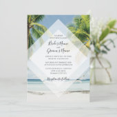 Cartes d'invitation de mariage sur la plage aux pa (Debout devant)