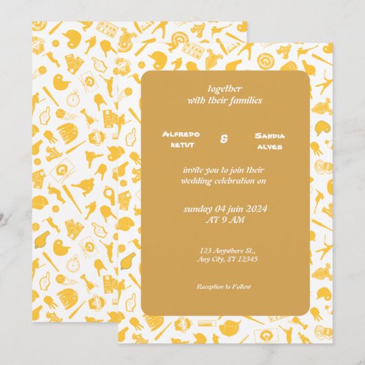 Cartes d'invitation de mariage sur le thème du bas (Devant / Derrière)