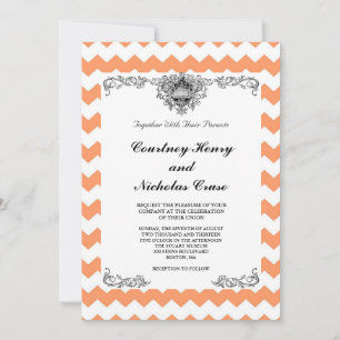Cartes d'invitation de mariage Tangerine Chevron