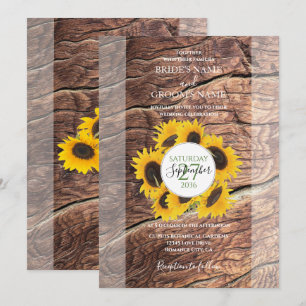 Cartes d'invitation de mariage Tournesol Rustique