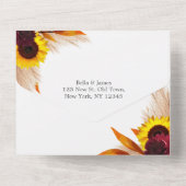 Cartes d'invitation de mariage tout-en-un à fleurs (Verso)