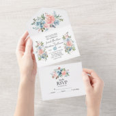 Cartes d'invitation de mariage tout-en-un floral r (Déchirure)