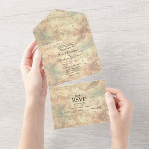 Cartes d'invitation de mariage tout-en-un Notes de