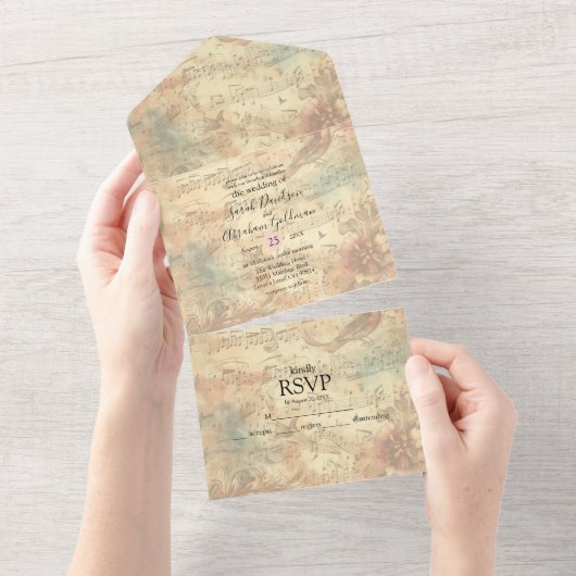 Cartes d'invitation de mariage tout-en-un Notes de (Déchirure)