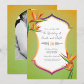 Cartes d'invitation de mariage tropical Fleur de P (Devant / Derrière)