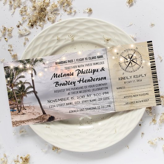 Cartes d'invitation de mariage tropical vintage pl