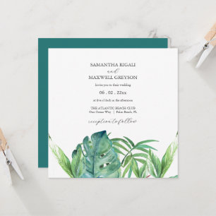 Cartes d'invitation de mariage tropicale aux palmi