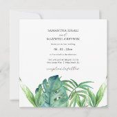 Cartes d'invitation de mariage tropicale aux palmi (Devant)