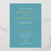 Cartes d'invitation de mariage turquoise bleu de c (Recto)
