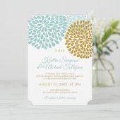 Cartes d'invitation de mariage turquoise clair et  (Debout devant)