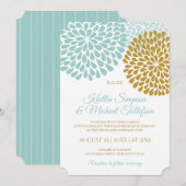 Cartes d'invitation de mariage turquoise clair et  (Devant / Derrière)