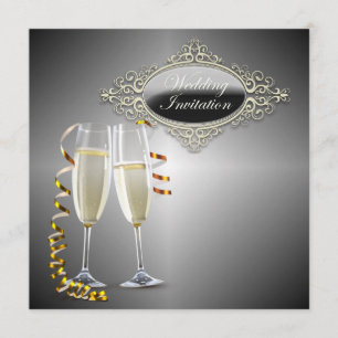 Cartes d'invitation de mariage verres à Champagne 