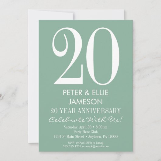 Cartes d'invitation de mariage vert menthe moderne (Devant)